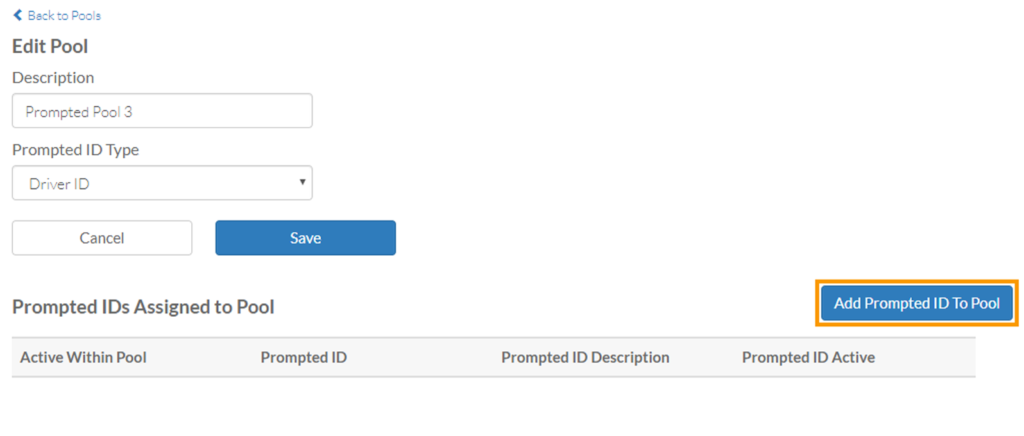 Click Add Prompted ID To Pool