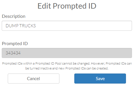 Edit Prompted ID Window