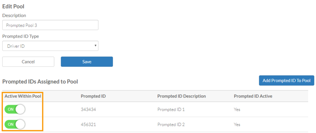 Prompted IDs Added to Pool